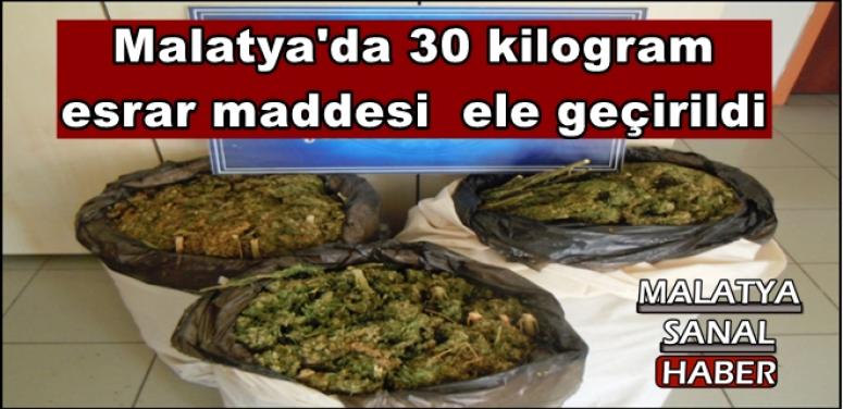 Malatya'da 30 kilogram esrar maddesi  ele geçirildi. 