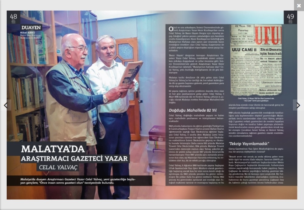 Malatya’nın hafızası gazeteci Celal Yalvaç
