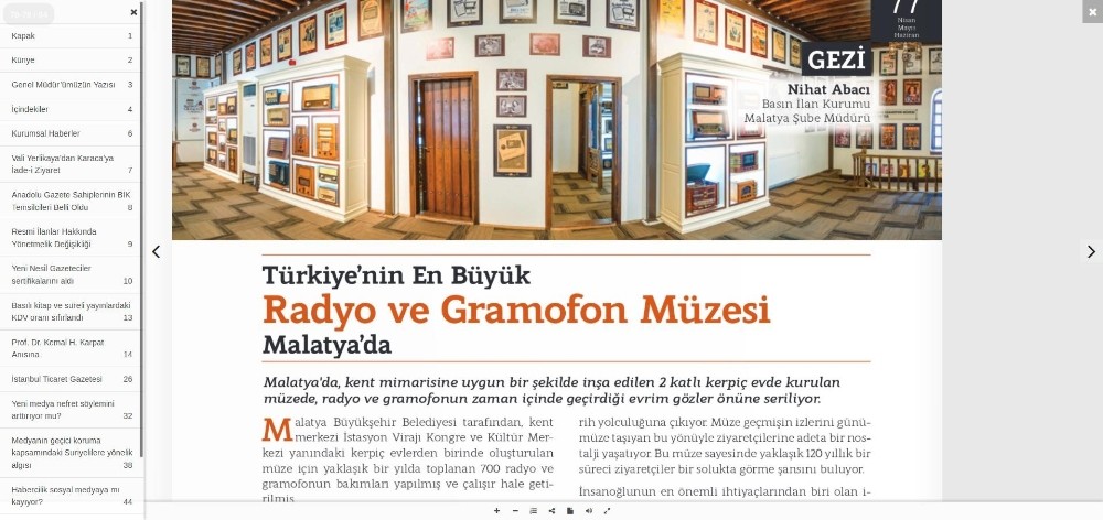 Türkiye’nin en büyük Radyo ve Gramofon Müzesi  BİK Dergisinde
