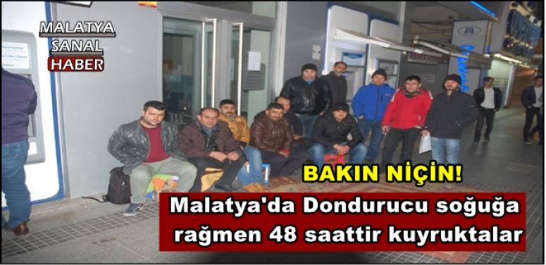 Malatya'da Dondurucu soğuğa  rağmen 48 saattir kuyruktalar 