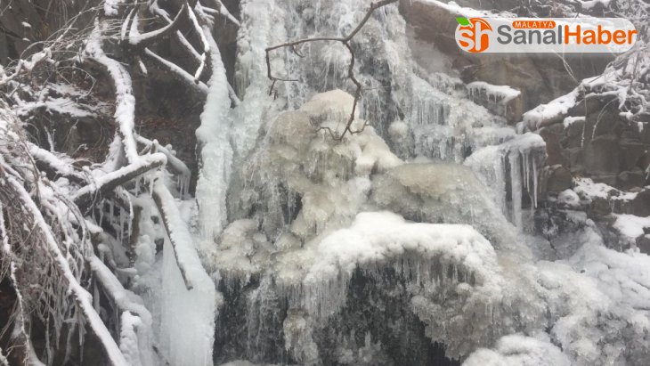 Dondurucu soğukların yaşandığı Sivas'ta şelaleler buz tuttu
