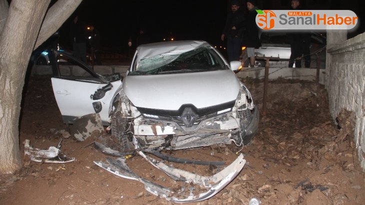 Elazığ'da otomobil bahçeye uçtu: 2 yaralı