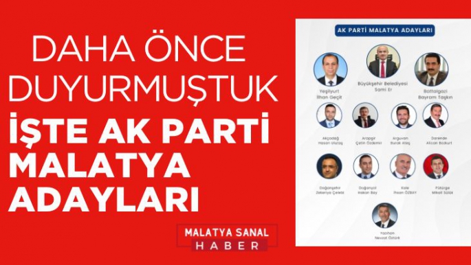 İşte AK Parti’nin Malatya’daki adayları