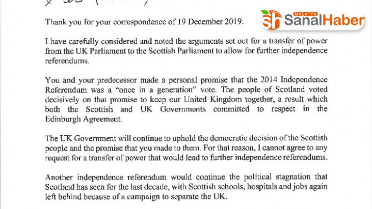 Johnson, İskoçya'nın bağımsızlık referandumu talebini reddetti