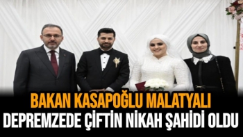 Bakan Kasapoğlu Malatyalı depremzede çiftin nikah şahidi oldu