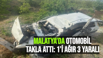 Malatya’da otomobil takla attı