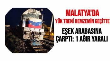 Malatya'da Yük treni hemzemin geçitte eşek arabasına çarptı: 1 ağır yaralı