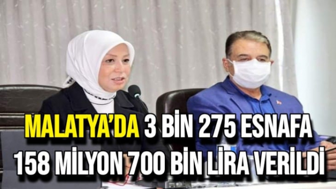 Malatya’da 3 bin 275 esnafa 158 milyon 700 bin lira verildi