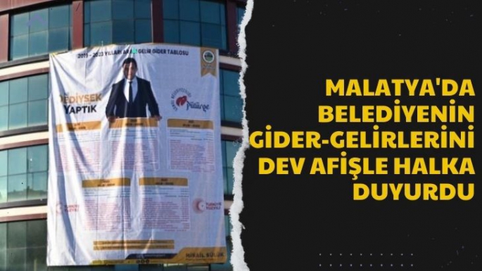 Malatya'da Belediyenin gider-gelirlerini dev afişle halka duyurdu