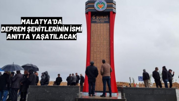 Malatya'da Deprem şehitlerinin ismi anıtta yaşatılacak