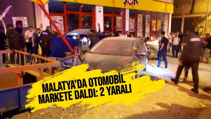 Malatya'da Otomobil markete daldı: 2 yaralı