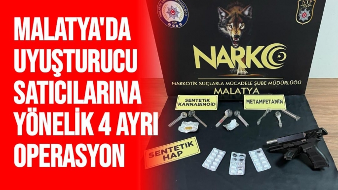 Malatya'da Uyuşturucu satıcılarına yönelik 4 ayrı operasyon