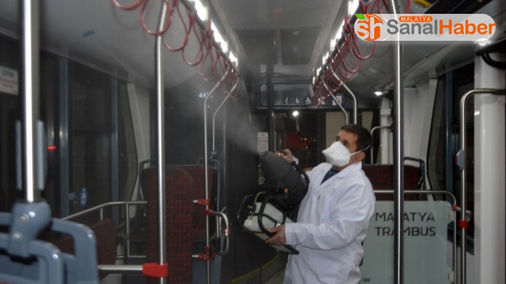 Malatya'daki otobüslerde dezenfekte çalışması