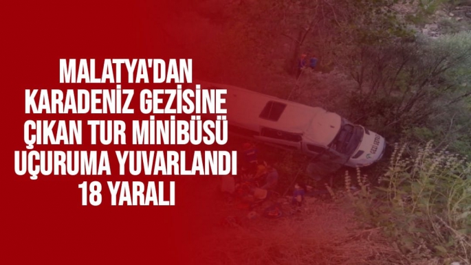Malatya'dan Karadeniz gezisine çıkan tur minibüsü, uçuruma yuvarlandı: 18 yaralı