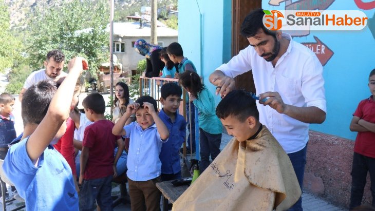 Öğrencilerin saçlarına gönüllüler makas attı