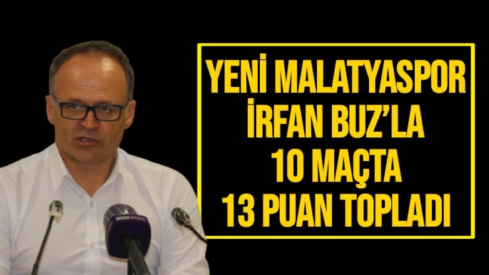Yeni Malatyaspor, İrfan Buz´la 10 maçta 13 puan topladı