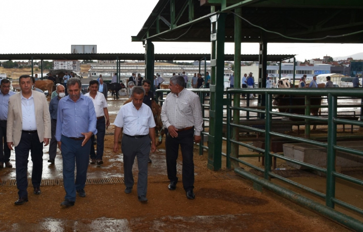 Başkan Özcan, hayvan pazarını ziyaret etti
