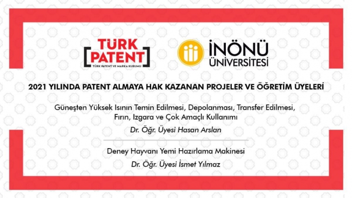 İki bilimsel araştırma projelerine patent
