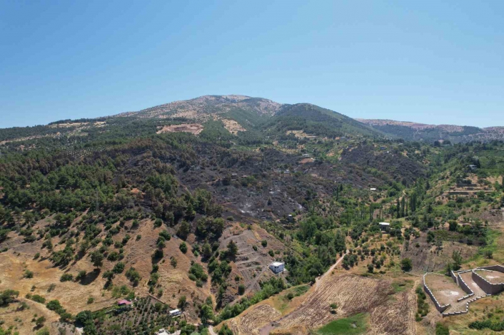 Kahramanmaraş´ta yanan 15 hektar alan dron ile görüntülendi
