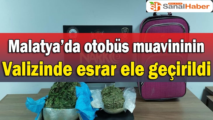 Malatya'da otobüs muavininin valizinde esrar ele geçirildi